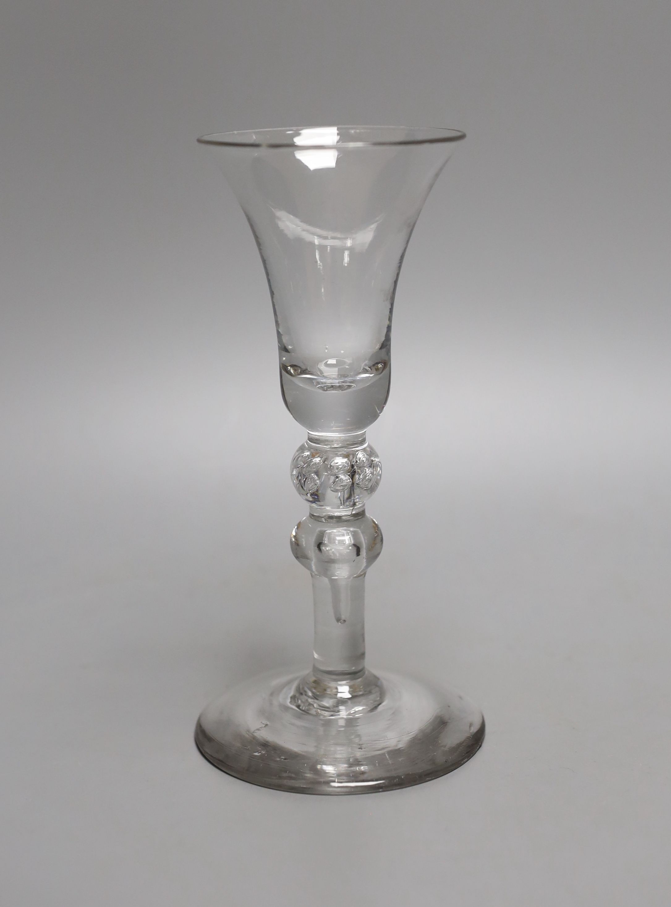 A Georgian Newcastle type light baluster with air tears - 16.5cm tall